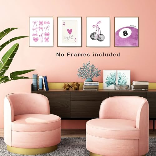 okaxscm Purple Coquette Trendy Preppy Wall Art Prints Set of 4, Coquette Preppy - Image 5