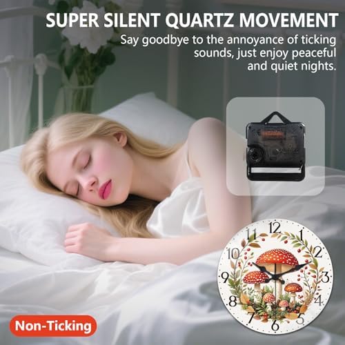 peacoblue Mushroom Forest Wall Clocks Battery Operated - Image 4