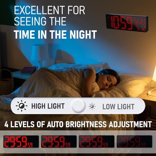 TXL 17.2'' Bluetooth Large LED Digital Wall Clock, Large Display Date and - Image 6