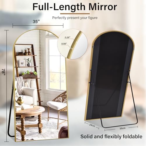 Arched Large Full Length Mirror 78"x35" Leaning Hanging Gold - Image 6