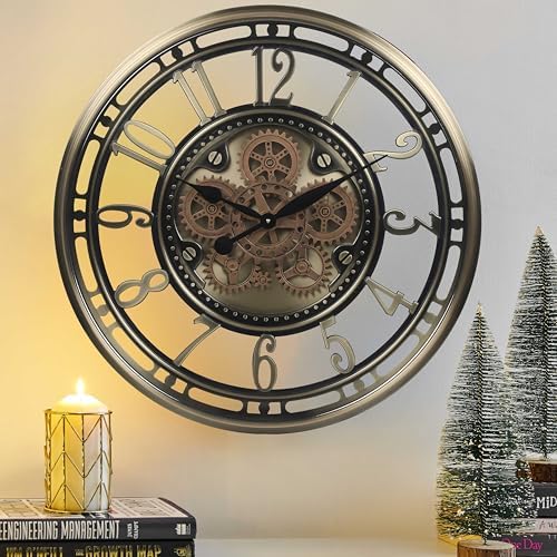 CLXEAST 28" Oversized Moving Gear Wall Clock - Image 2