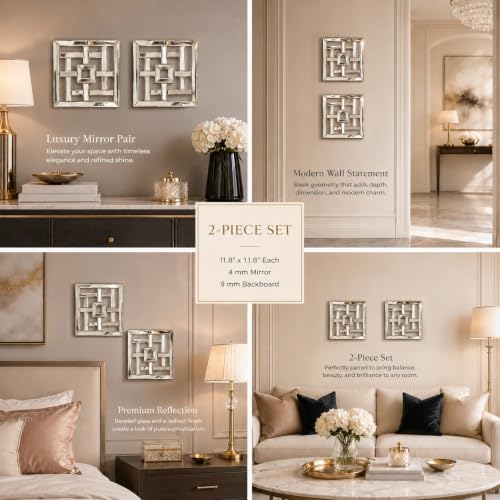 Square Decorative Wall Mirror 12 x 12 Inch, Modern Wall Mounted Accent Mirror - Image 7