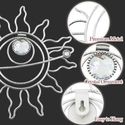 Silver Metal Wall Art, Abstract Sun Moon Star Decor, Handmade Wall Decor - Image 7