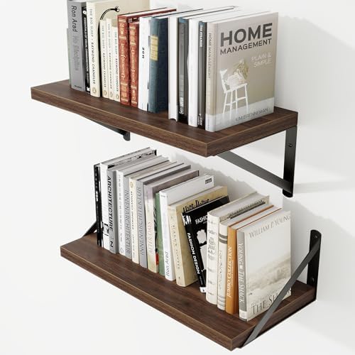 Deep Wall Shelves 16"W x 8"D Engineered Wood Floating Shelves by Venusmiles