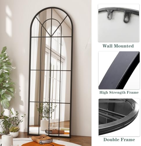 22"x 65" Arched Full Length Window Wall Mirror, Metal Framed, Arched-Top - Image 5