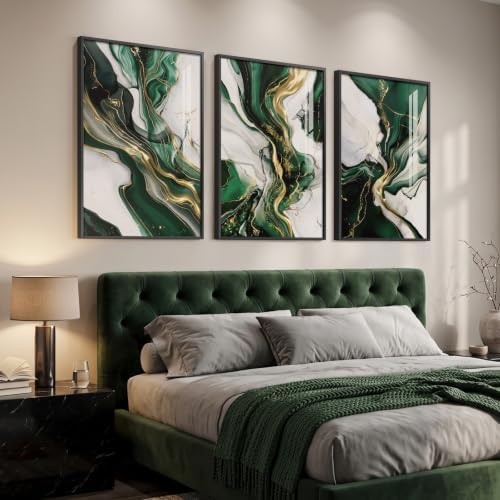 Large Framed Green Abstract Wall Art - Image 2