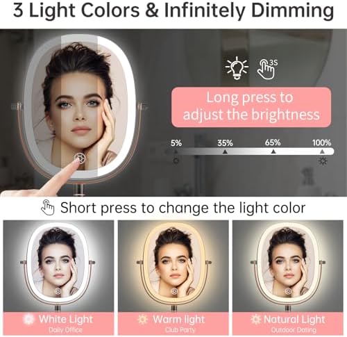 FUNTOUCH 5000mAh Rechargeable Wall Mounted Lighted Makeup Mirror - Image 4