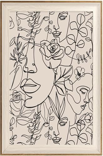 ASTRDECOR Abstract Framed Wall Art, Minimalist Boho Art Prints Women Portrait by ASTRDECOR