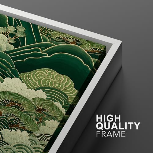 MUDECOR Framed Canvas Print Wall Art Japanese Forest Landscape Green Waves and - Image 6