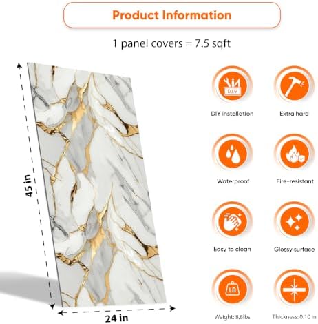 4 Pcs 24"x45" PVC Marble Wall Panels - Image 2