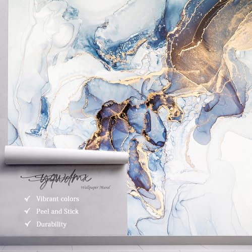 YQWDMX - Gray and Gold Marble Peel and Stick Wallpaper Abstract Mural - Image 3