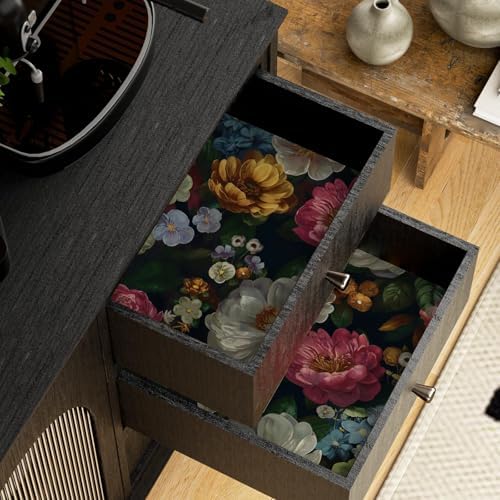 BOKEBEVE Navy Blue Floral Wallpaper Peel and Stick Vintage 17.5 x 118In - Image 3