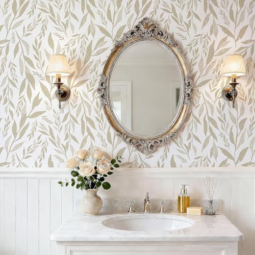 Safiyya Peel and Stick Wallpaper Boho Modern Beige Leaf Contact Paper Peel and - Image 4