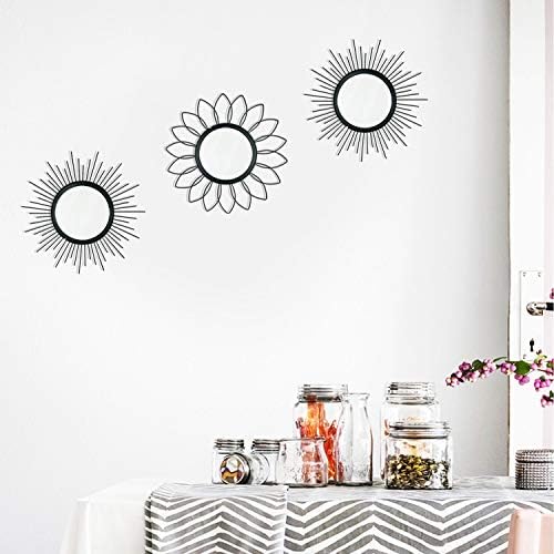 3 Pack Metal Mirror for Wall Cute Sunburst Wall Mirror Home Decor Wall Art - Image 3