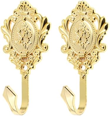 Curtain Tiebacks Small Lightweight Hooks, Vintage Gold Rose Pattern - Image 3