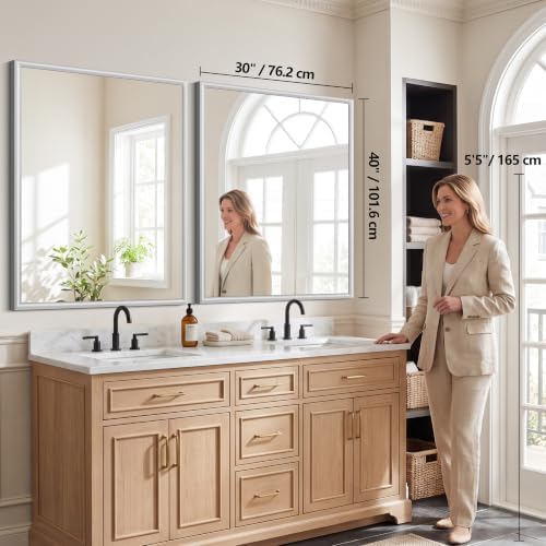 FORBATH Bathroom Mirror for Over Sink, 30x40 Inch Silver Vanity Mirror - Image 2