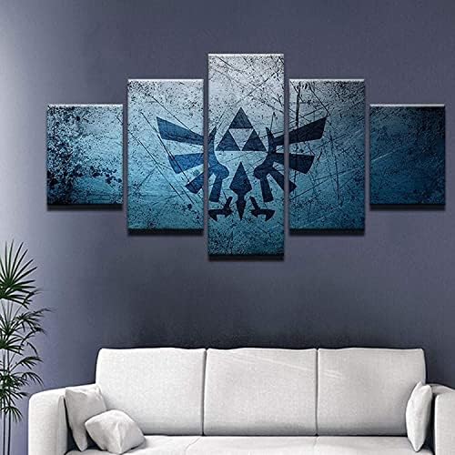 HAOSHUNDA Zelda Triforce Poster Home Decor Wall Art 5 Panel Canvas Print Wall - Image 4