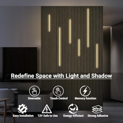 HAMRVL LED Recessed Lighting for Wall Panels, Dimmable Self-Adhesive 3000K Slat - Image 2