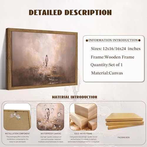 Framed Christian Wall Art, Good Shepherd Jesus Leaves the 99 Sheep Canvas Print - Image 5