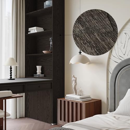 Dimoon Black Wood Wallpaper Wood Contact Paper Thickened Embossed Gray Wood - Image 4