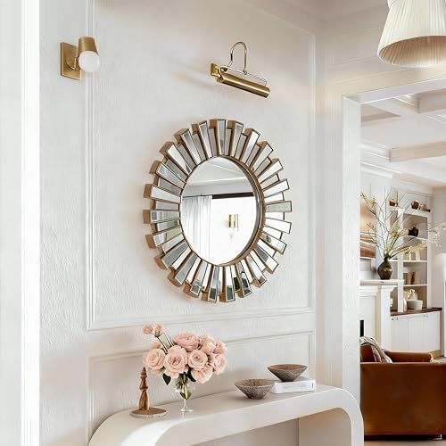 SHYFOY 23.6" Gold Sunburst Wall Mirror, Round Beveled Decorative Mirror - Image 3