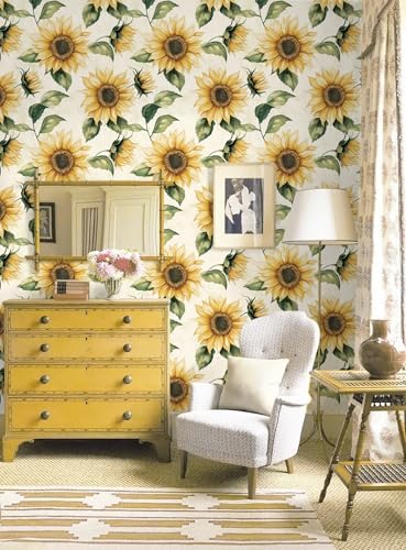 Yasinet Sunflower Peel and Stick Wallpaper Boho Floral Wallpaper - Image 2