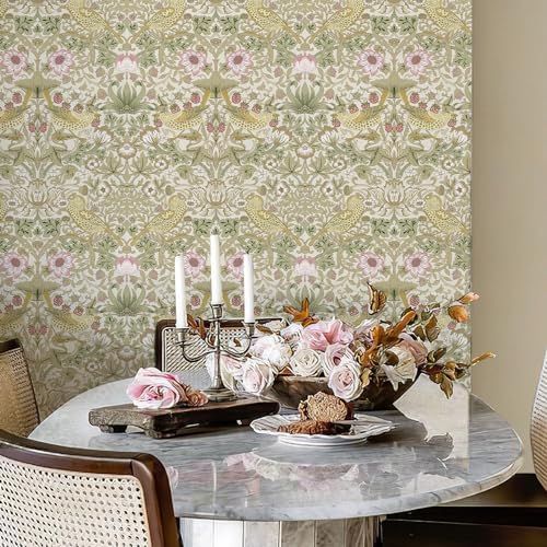 HueBurst William Morris Style Vintage Peel and Stick Wallpaper 17.7 x 1200in - Image 5