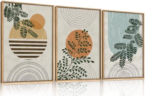 FWIEXA Framed Boho Canvas Wall Art Set, Sage Green Botanical Pictures Wall Decor by FWIEXA