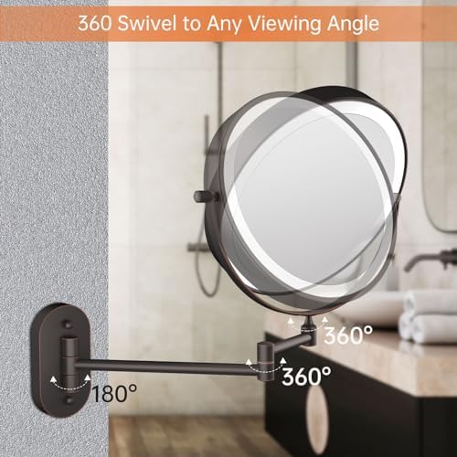 5000mAh Rechargeable Wall Mounted Lighted Makeup Mirror Double Sided 1X30X - Image 6