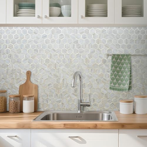 DICOFUN 10-Sheet Hexagon Peel and Stick Backsplash Tile - Image 2
