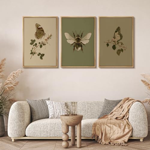 MUDECOR Framed Canvas Print Wall Art Set Butterfly Bee Set - Image 2