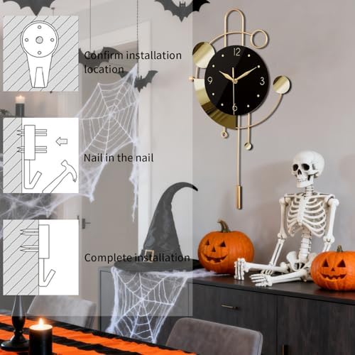 SIN&MI Wall Clock with Pendulum, Silent Non Ticking Battery Operated Modern - Image 4