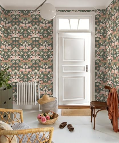 Heroad Vintage Peel and Stick Wallpaper 17.3''X 385'' Floral Flamingo Contact - Image 3