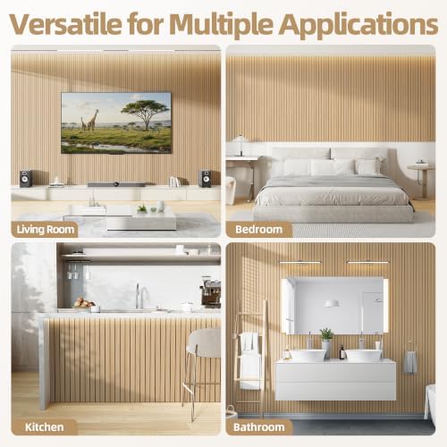 Peel and Stick Wood Slat Wall Panels, 3D PVC Faux Oak Wood Grain Wallpaper - Image 6