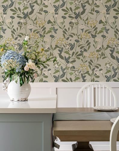 Floral Wallpaper Green Hydrangea Peel and Stick Wallpaper 17.32"x 78.74" - Image 2