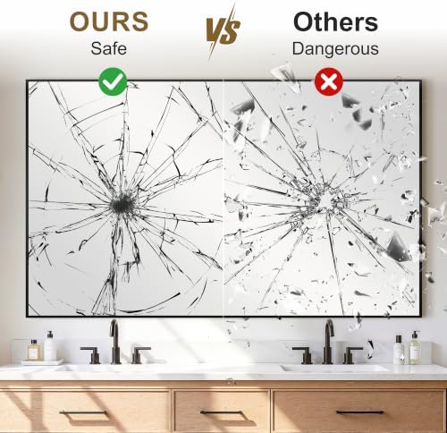Bathroom Vanity Mirror for Over Sink, 60x36 Inch Matte Black Mirror - Image 4