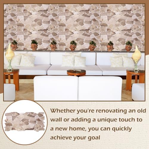 3D Faux Stone Wall Panels 12 Pack Covers 55.6 Sq ft, 38.6" x 18.9" - Image 5