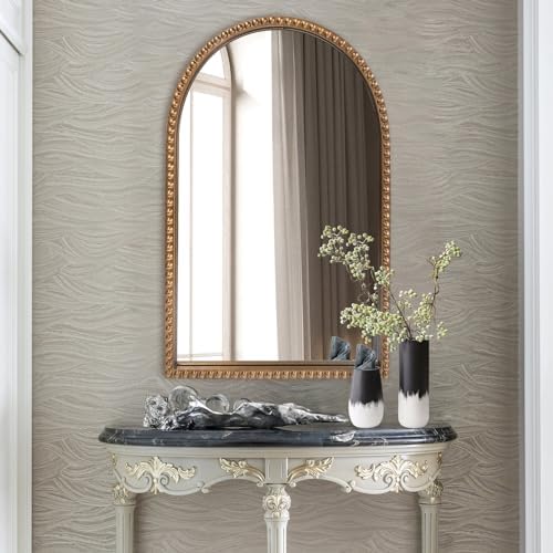 BAODANFU Traditional Wall Mirror Vintage Gold, Arched Vertical Mirrors - Image 6