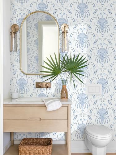 Dimoon Blue Peel and Stick Wallpaper Coastal Contact Paper Bathroom Ocean Beach - Image 3