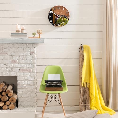 Britimes Round Wall Clock Silent Non-Ticking 12", Wine Glasses - Image 2