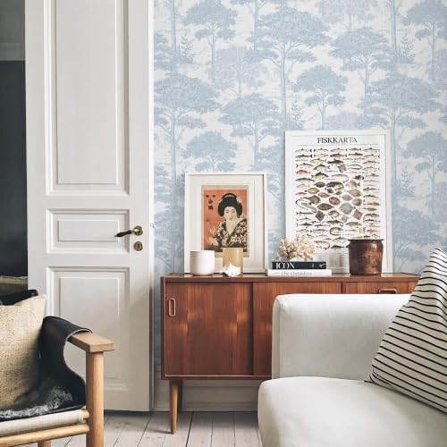 Ismoon Blue Peel Stick Wallpaper Forest Mural Toile Stick on Wallpaper - Image 2