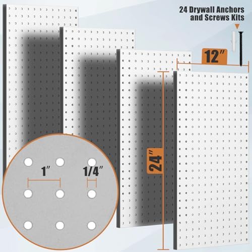 PBHEPJ 4 Pcs Metal Pegboard Panels, Includes Drywall Anchors and Screws Kits - Image 3