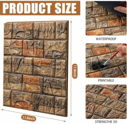 Tinlade 50 Pcs 28.8-48.4 Sq ft 3D Wall Panels Peel and Stick Foam Brick - Image 2