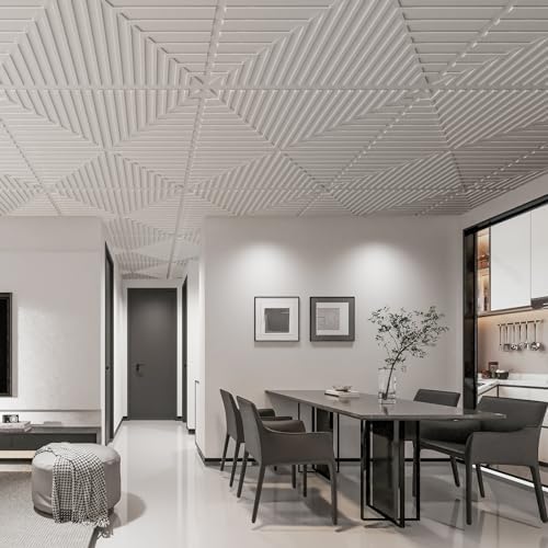 Art3d 24-Pack 2 x 2 ft 3D Textured Drop Ceiling Tiles, 24 x 24 in - Image 2