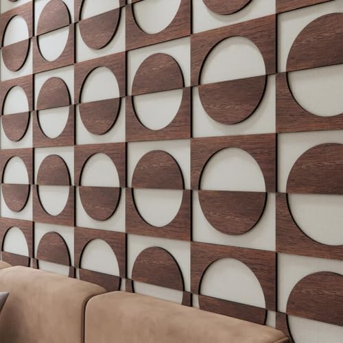 Decorative Modular Fretwork 3D Wall Panels, Half Circle Walnut by Unknown