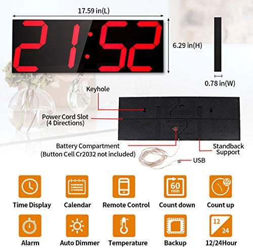 Goetland 18 inch Oversized Digital Wall Clock LED Modern Large Display - Image 3