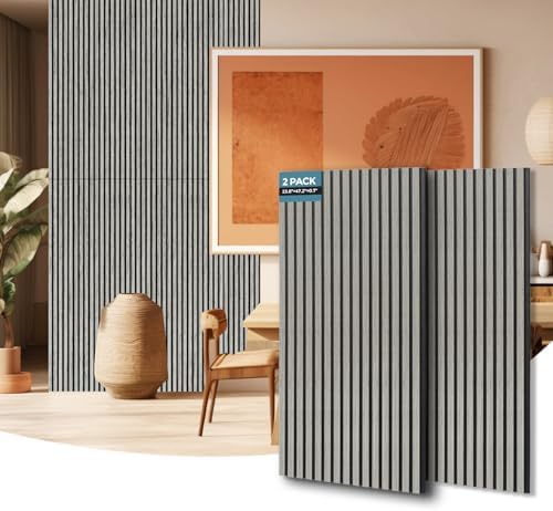AKUMAX Extra-Thick 0.7" Wood Slat Acoustic Wall Panels, 2 Pack 47.2" x 23.6" by AKUMAXWOODWALLPANELS