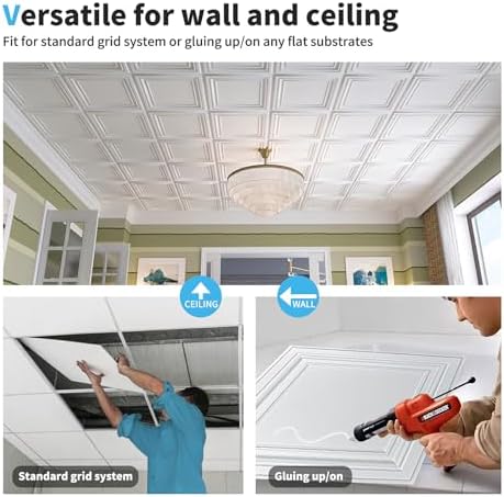 Art3d PVC Ceiling Tiles, 3D Plastic Sheet in White, 2 x 2 ft - Image 6