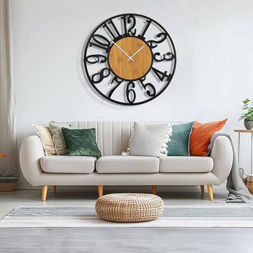 Maxstar Large Round Wall Clock for Living Room Decor Battery Operated Non - Image 6