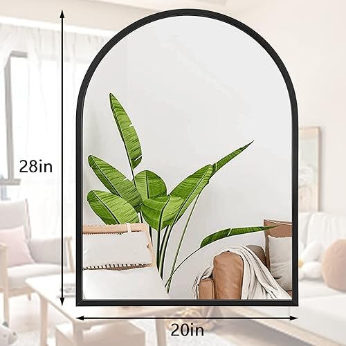 Arch Wall Mirror 28"x20" Large Black Bathroom Mirror Metal Frame Mirrors - Image 7